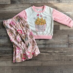 Toddler Girl Pink 'Fries Before Guys' Matching Set